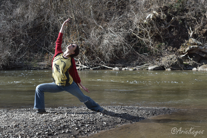 Moving yoga image by water
